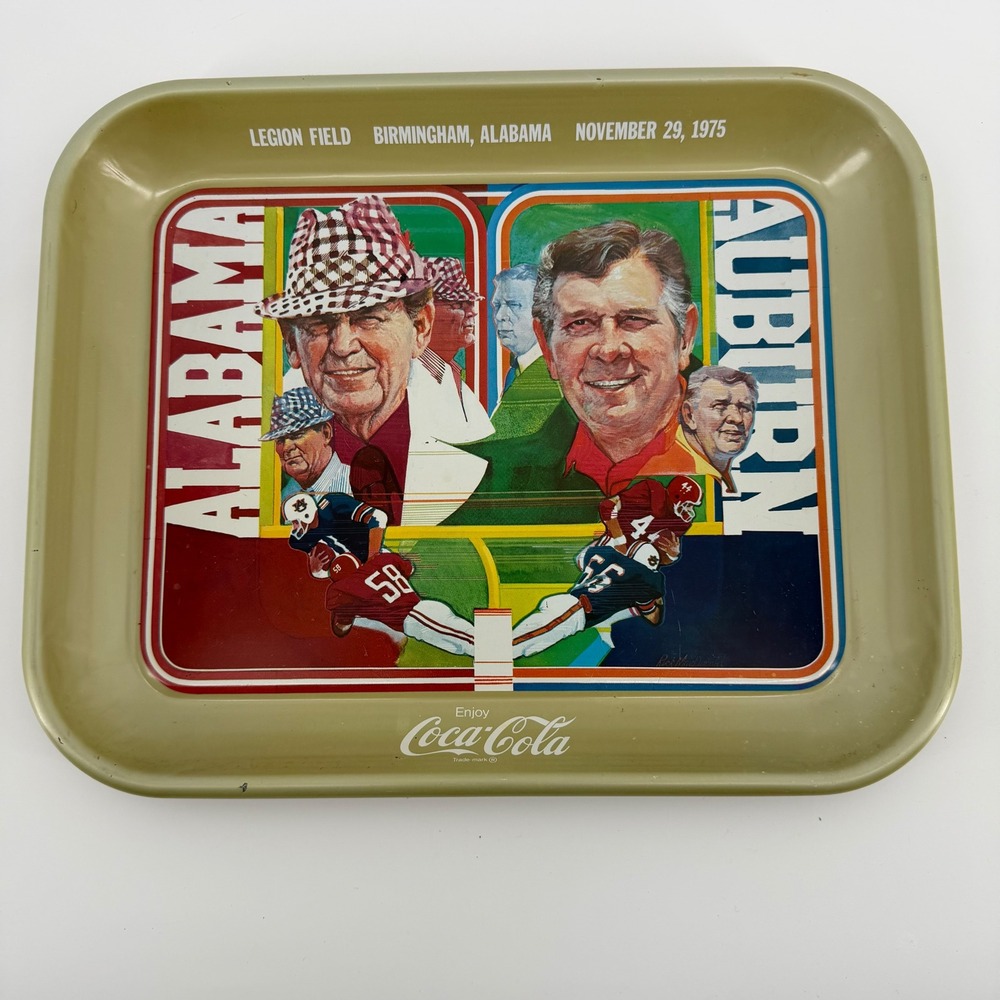 Vintage Coca Cola Tray 1975 Bear Bryant Shug Jordan Alabama Auburn Commemorative